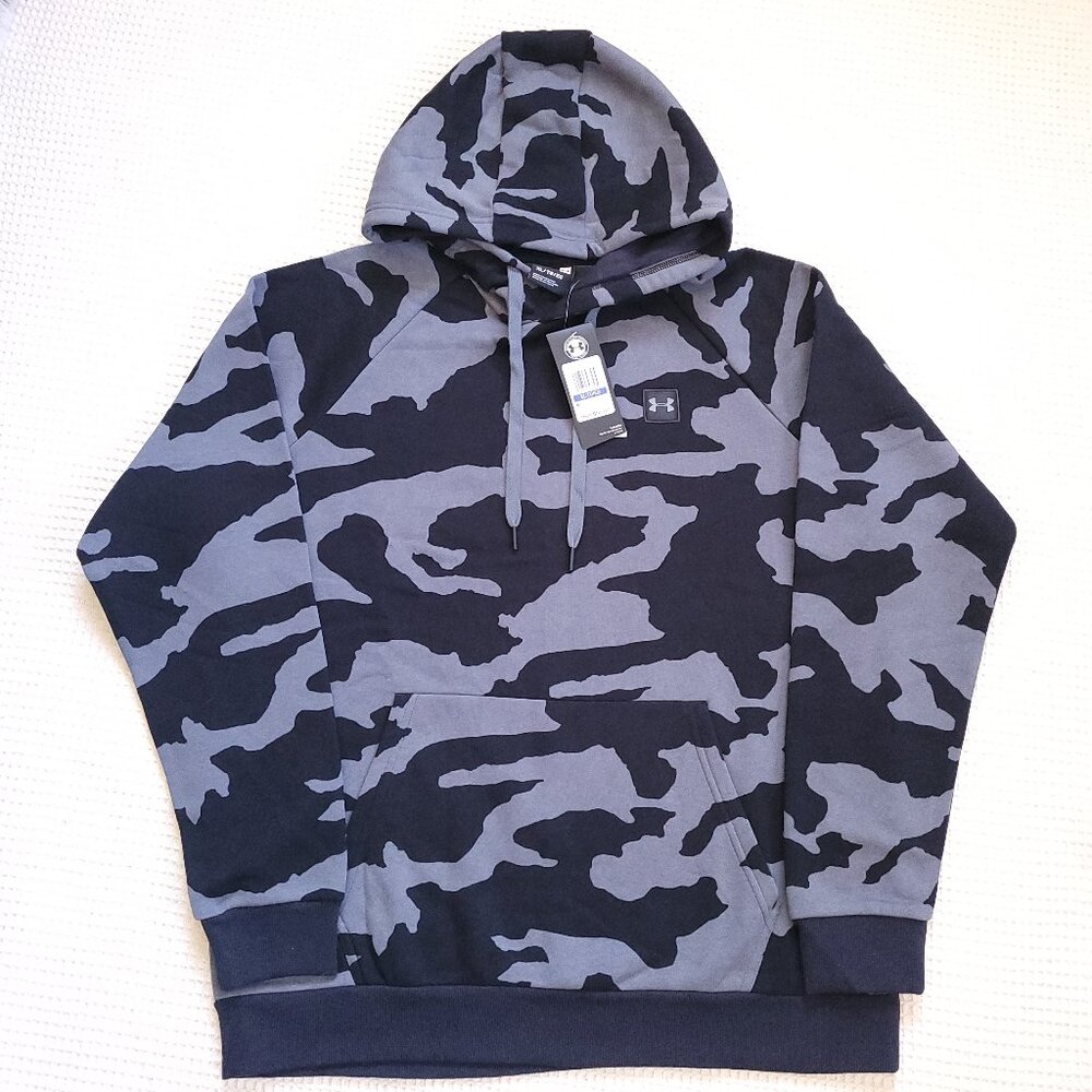 New Under Armour men's black and gray camo pullover hoodie
